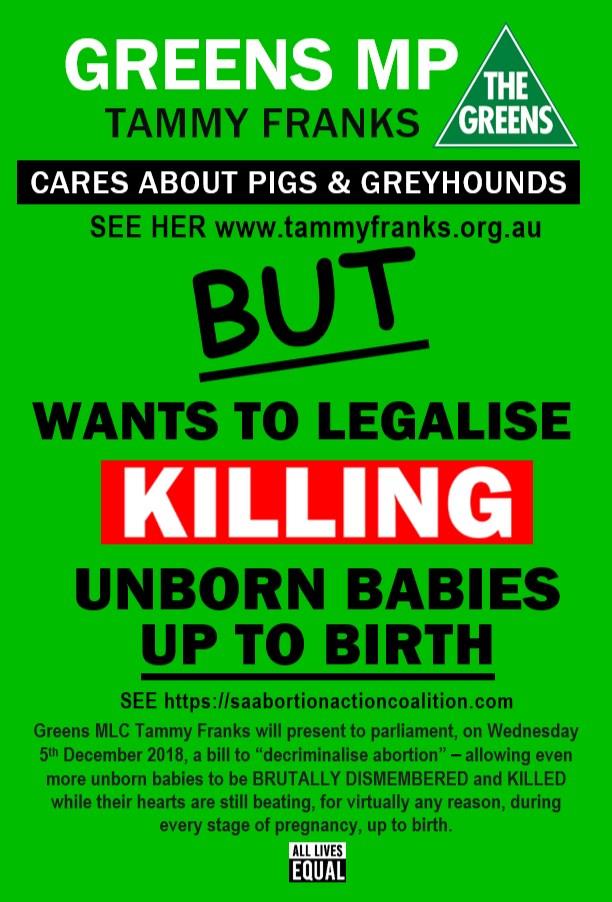 TAMMY FRANKS: PROTECT ANIMALS BUT NOT BABIES
