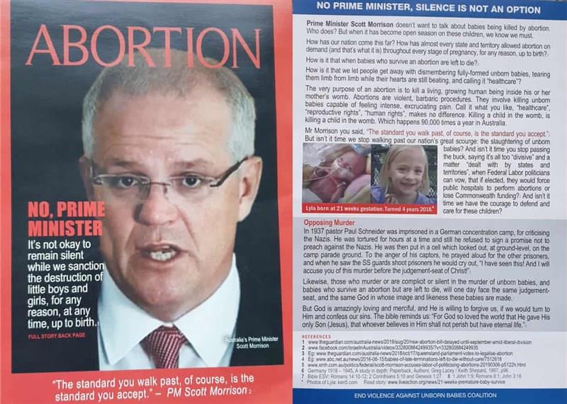 Scott Morrison targeted in anonymous leaflets over NSW abortion bill